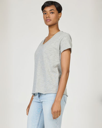 Vanya V-Neck Tee in Heather Grey | Dear John
