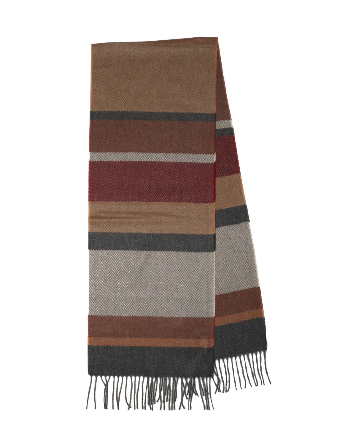 Herringbone Stripe Cozy Scarf in Camel