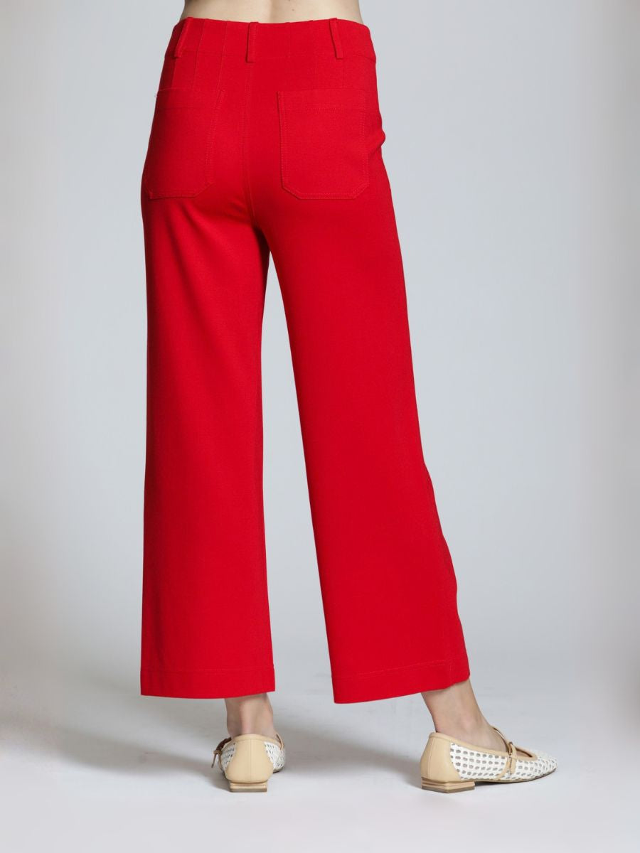 Wide Leg Knit Ponte Pant in Red | APNY