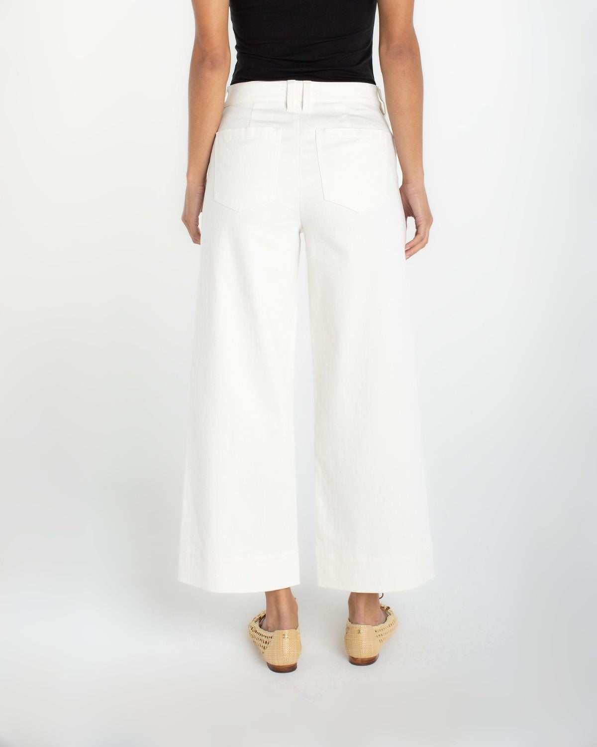 High Rise Wide Leg Crop in Cream | Liverpool
