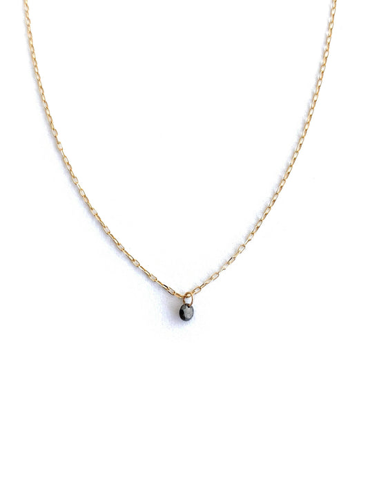 14k Gold Necklace with Black Diamond