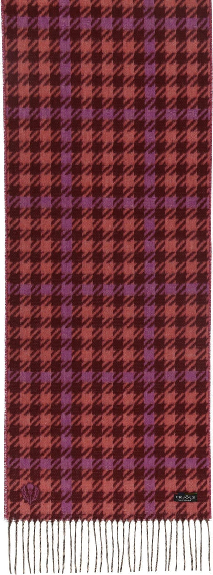 Houndstooth Check Cozy Scarf in Barberry