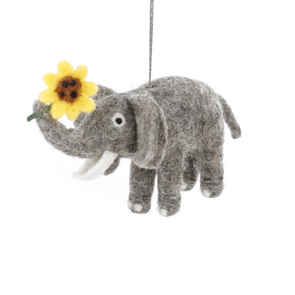 Sunflower Elephant Felt Ornament