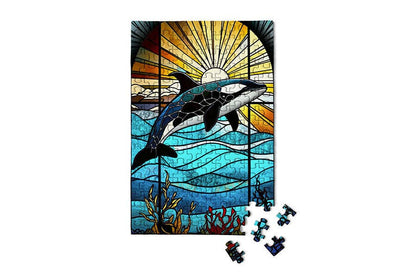 Stained Glass Orca Micro Puzzle