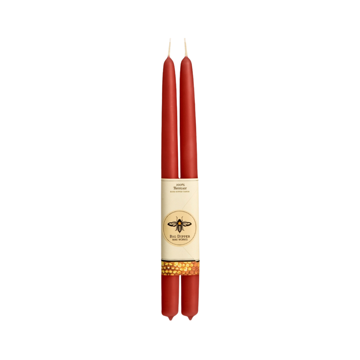 Set of Two Beeswax Taper Candles in Terracotta