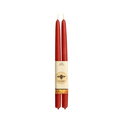 Set of Two Beeswax Taper Candles in Terracotta