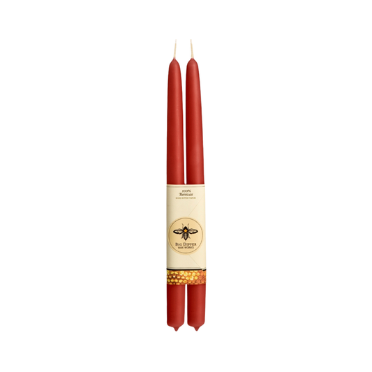 Set of Two Beeswax Taper Candles in Terracotta