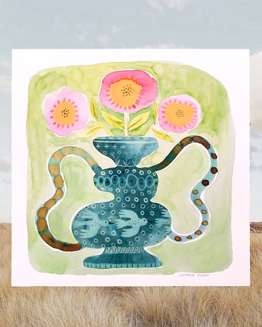 Blue Vase Art Print | Maren Inga