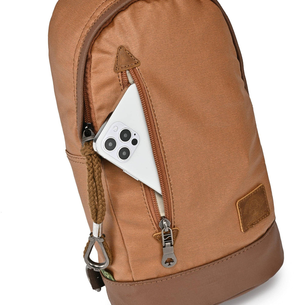 Coated Canvas Sling Bag in Burgundy