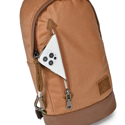 Coated Canvas Sling Bag in Army Green