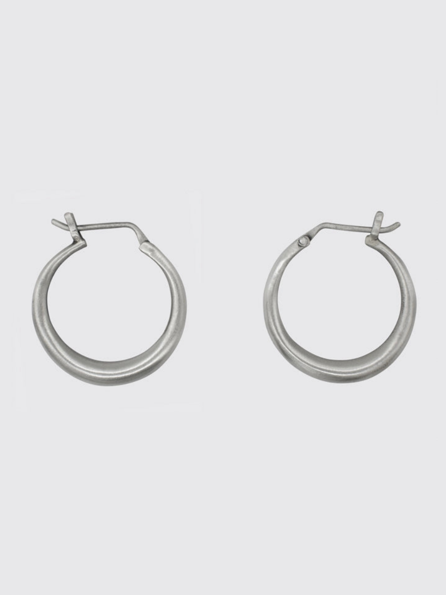 Medium Tapered Hoops in Sterling Silver