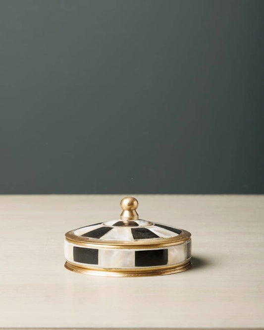Tiny Black & White Brass Box
