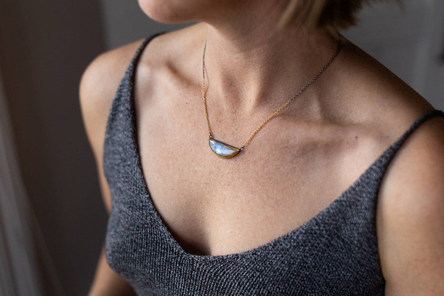 Crescent Moonstone Necklace | Austin Titus
