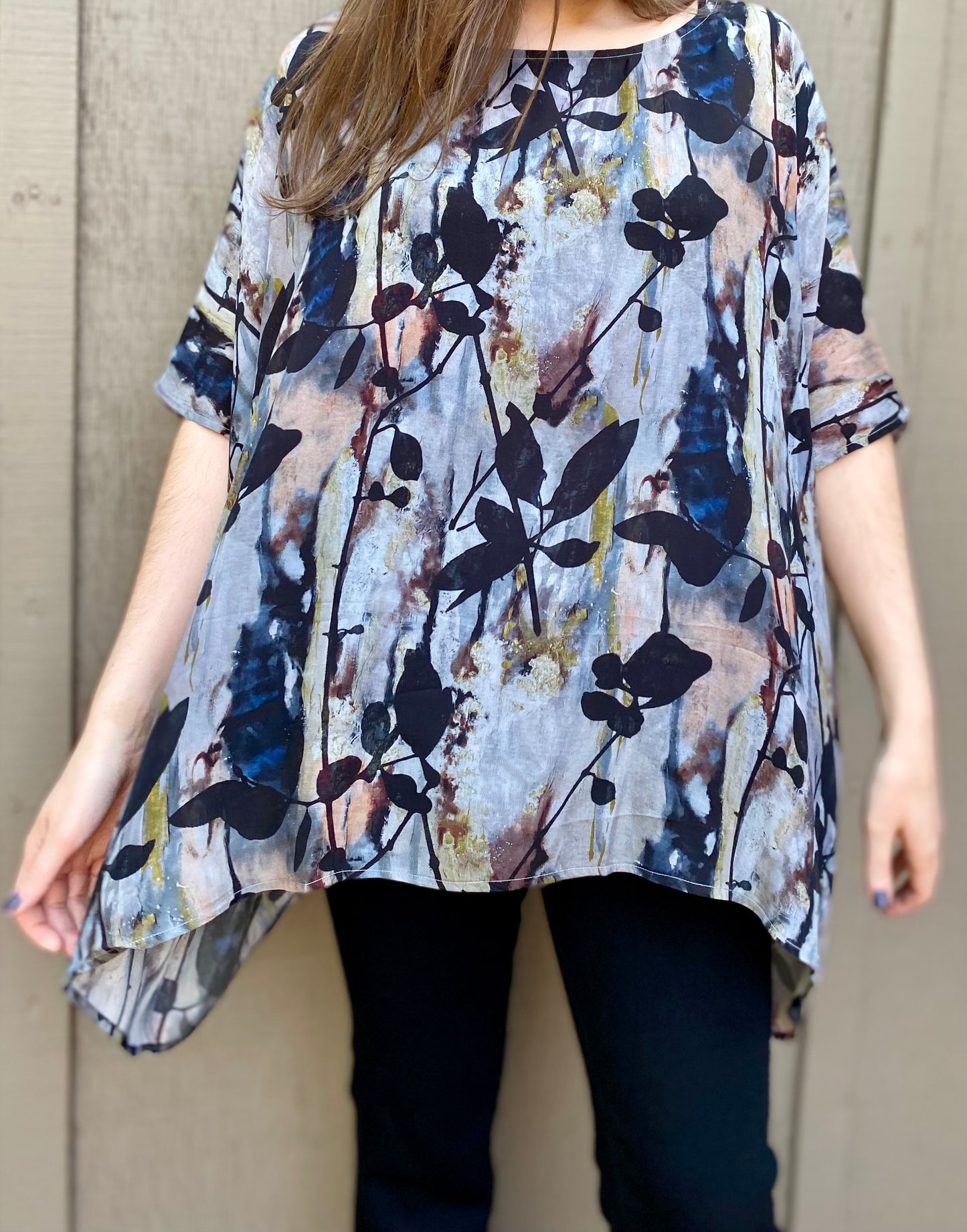 Short Kaftan in Midnight Floral