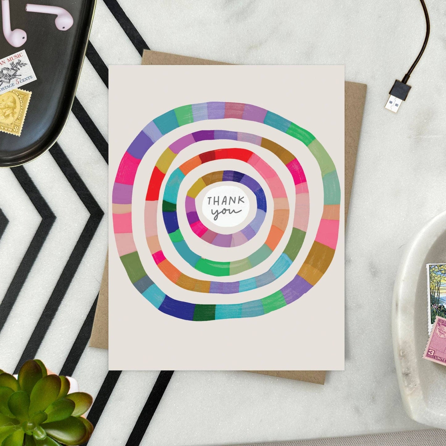 Colorful Rings Thank You Boxed Greeting Card Set