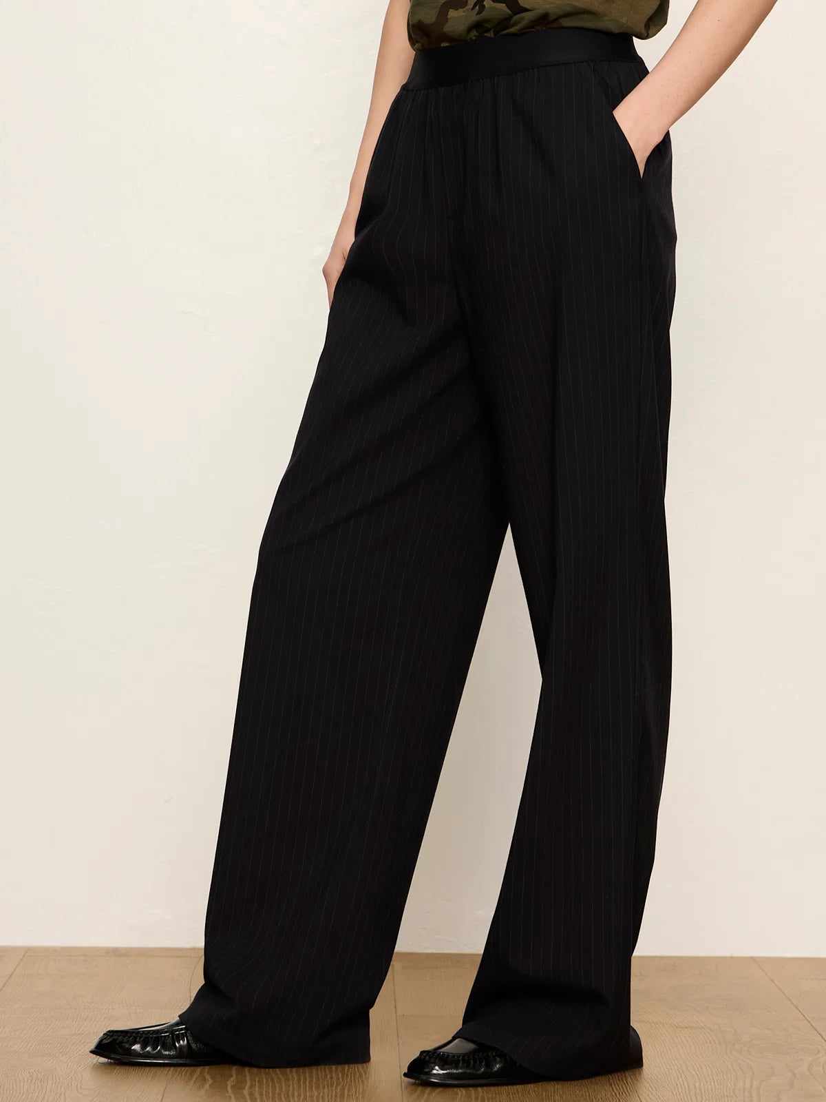 Uplift Comfy Trouser in Navy Pinstripe | Sanctuary