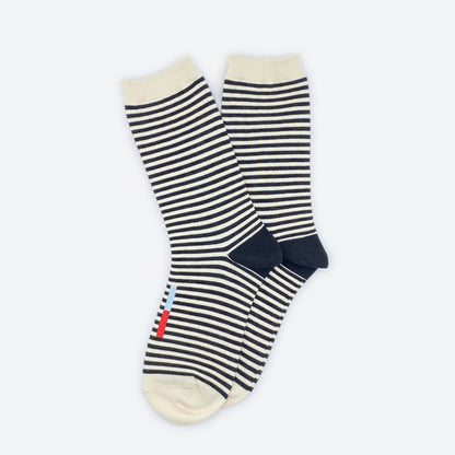 Cole Black & White Striped Crew Socks