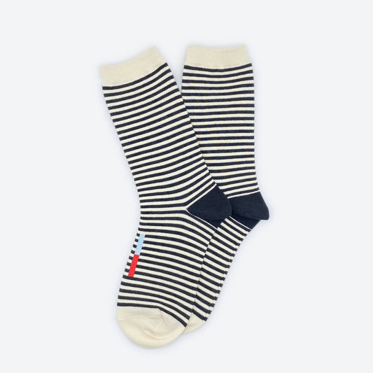 Cole Black & White Striped Crew Socks