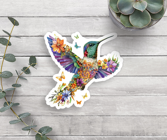 Floral Hummingbird Sticker