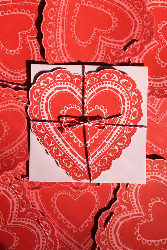Block Printed Heart Card
