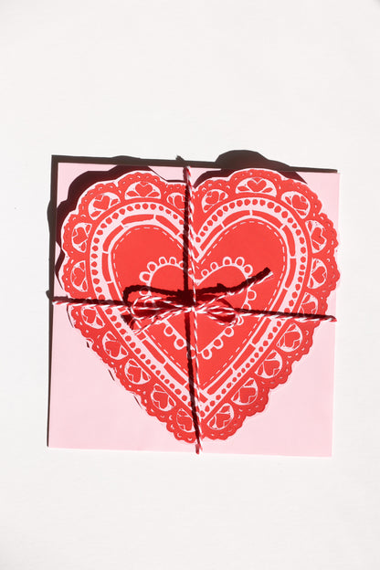 Block Printed Heart Card