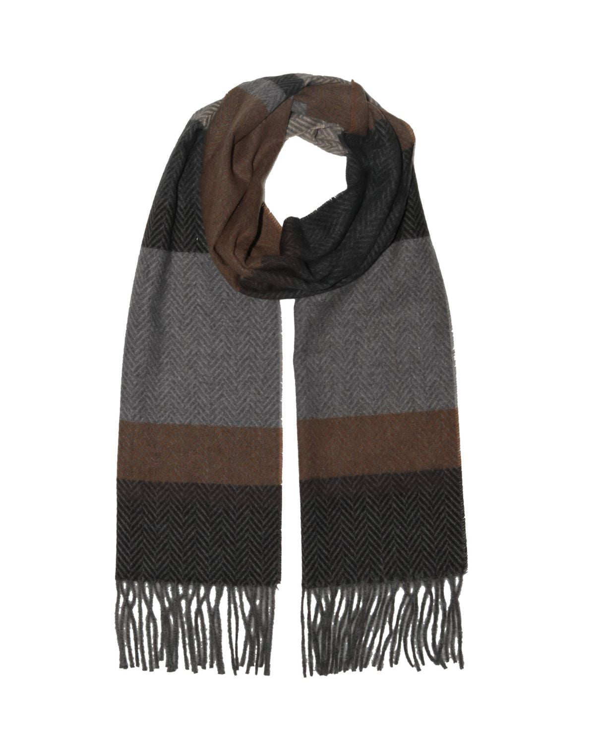 Herringbone Stripe Cozy Scarf in Grey