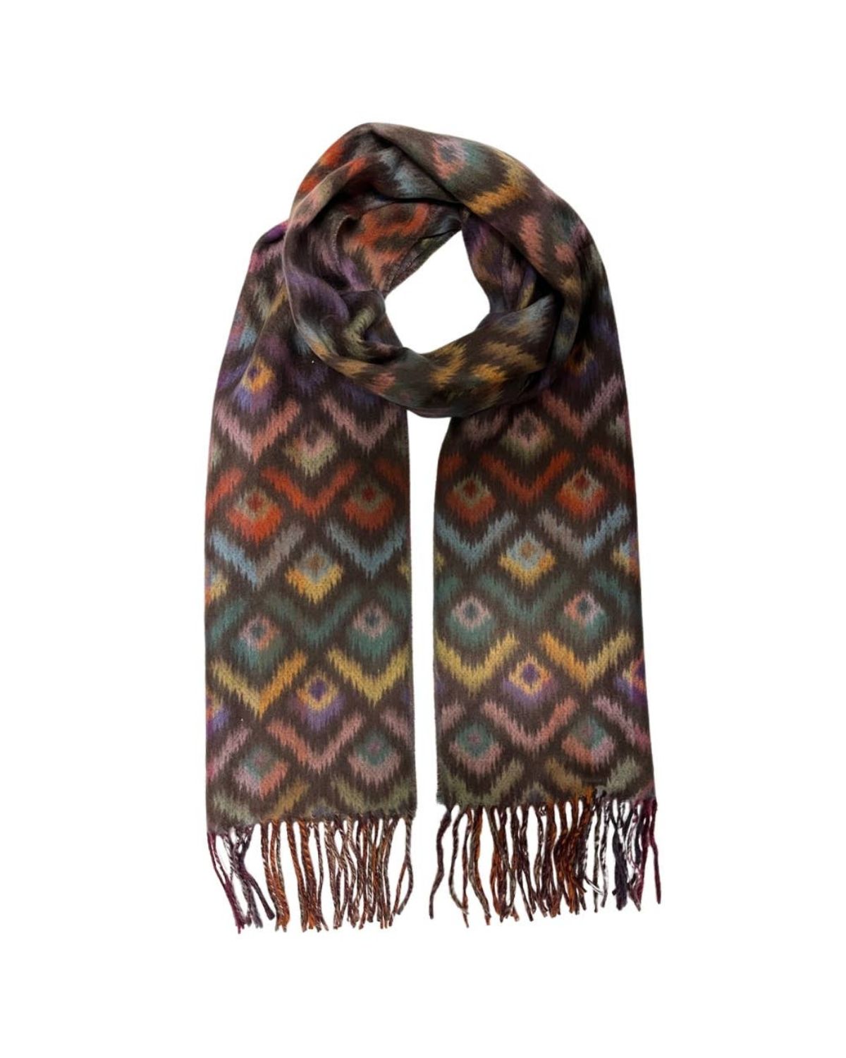 Peacock Feathers Cozy Scarf in Chocolate Multi