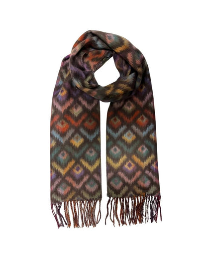 Peacock Feathers Cozy Scarf in Chocolate Multi