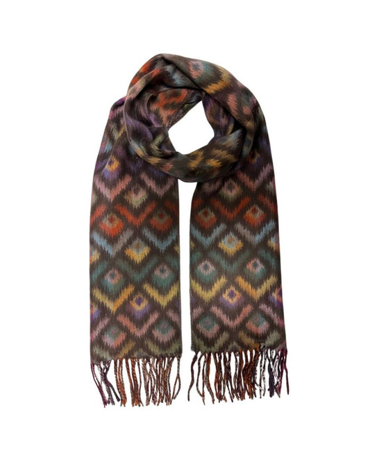 Peacock Feathers Cozy Scarf in Chocolate Multi