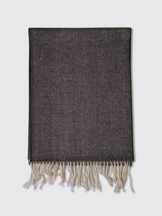 Cashmere Feel Herringbone Scarf in Black