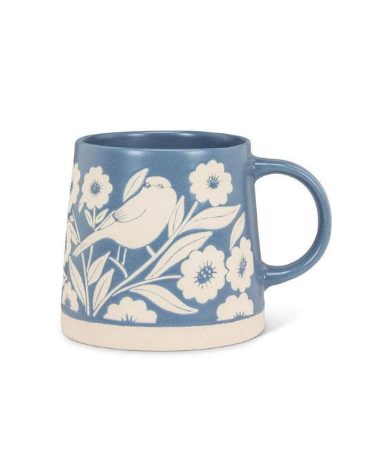 Blue Birds & Leave Wide Base Mug