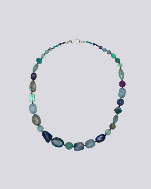 Knotted Blue Mixed Stones Necklace