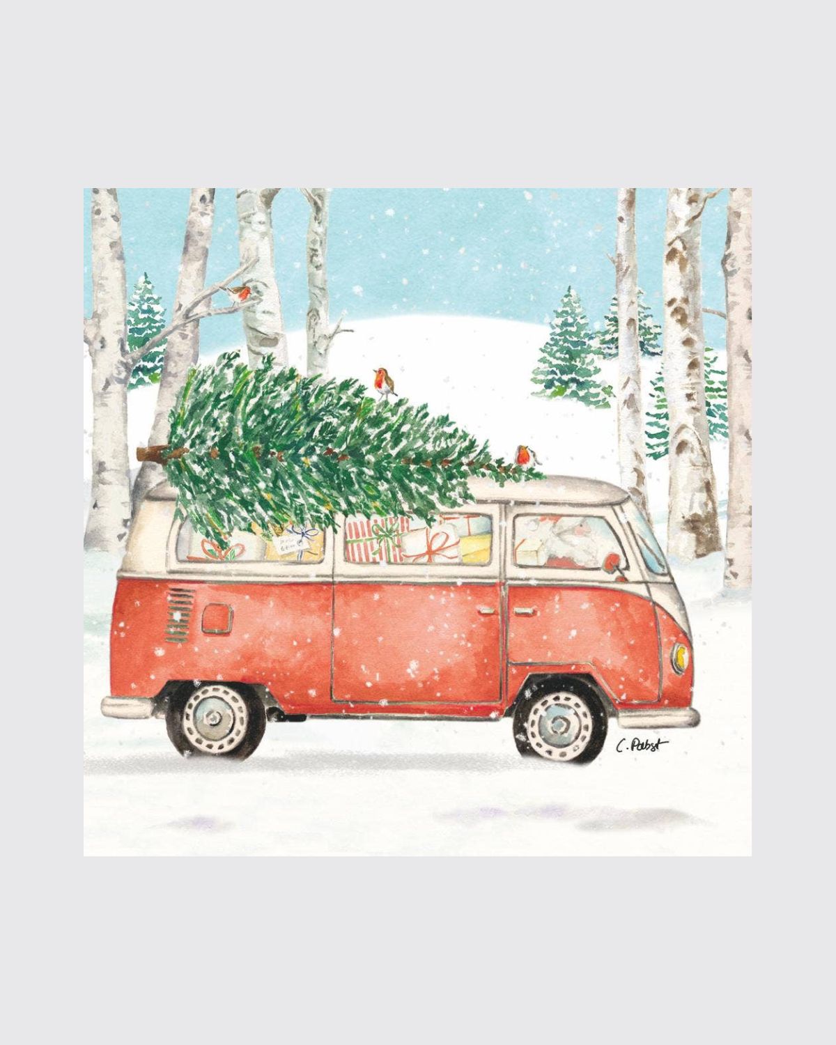 Christmas Bus Beverage Napkins