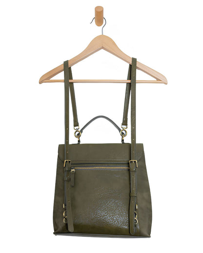 Robin Turnlock Backpack in Dark Olive