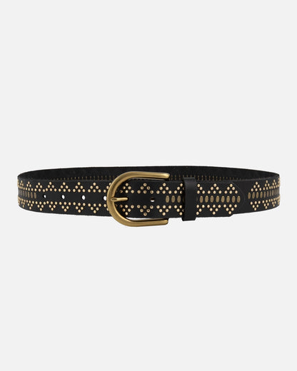 Elora Studded Leather Belt in Black