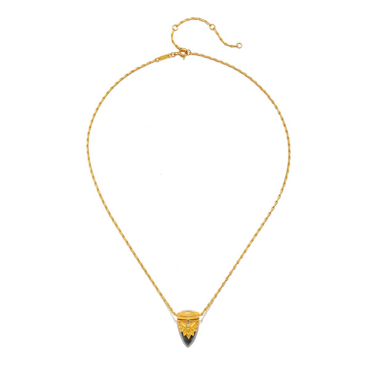 Labradorite Lotus Locket Necklace | Satya