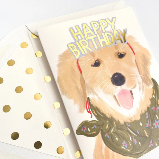 Happy Birthday Golden Retriever Card