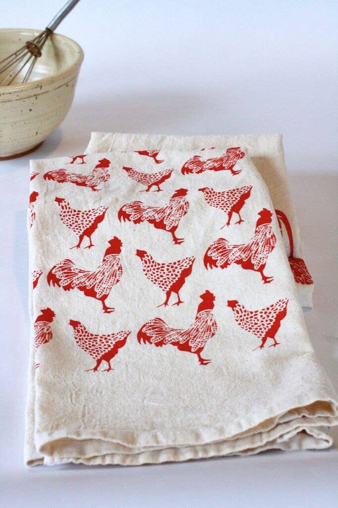 Chicken Kitchen Towel in Red