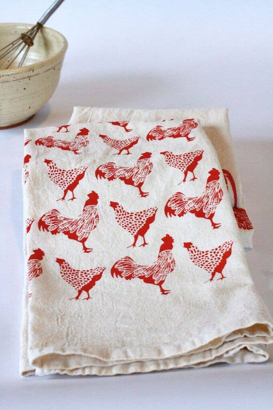 Chicken Kitchen Towel in Red