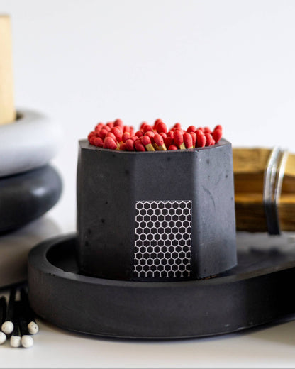 Black Match Holder with Red Matches