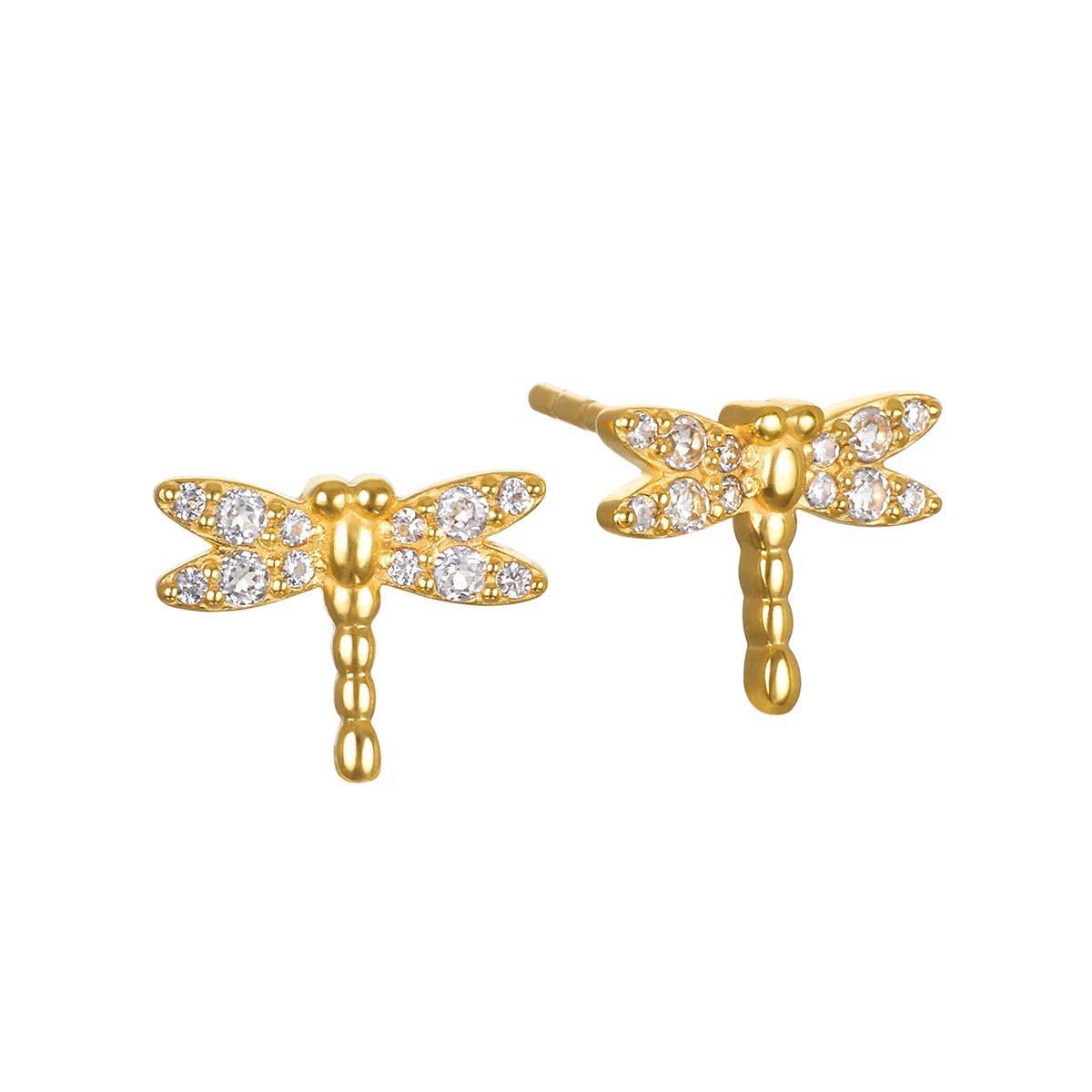 White Topaz Dragonfly Stud Earrings