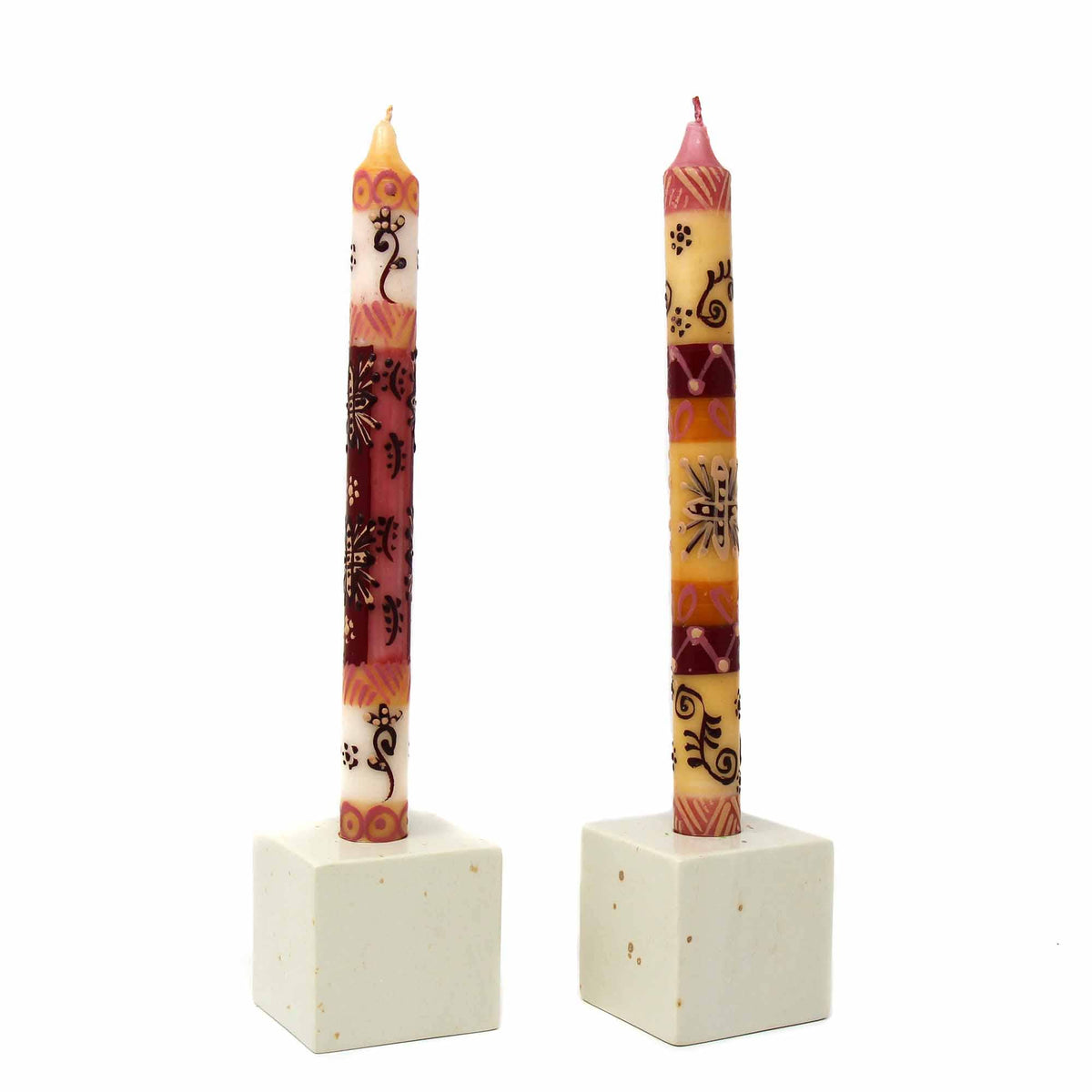 Halisi Hand Painted Taper Pair Candles
