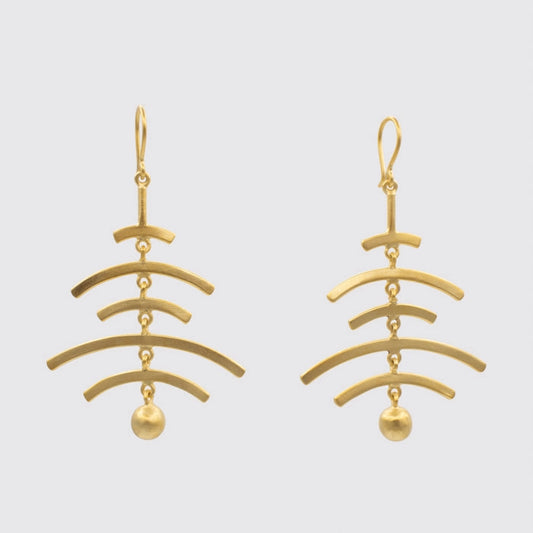 Large Arcs with Ball Dangle Earrings in Gold