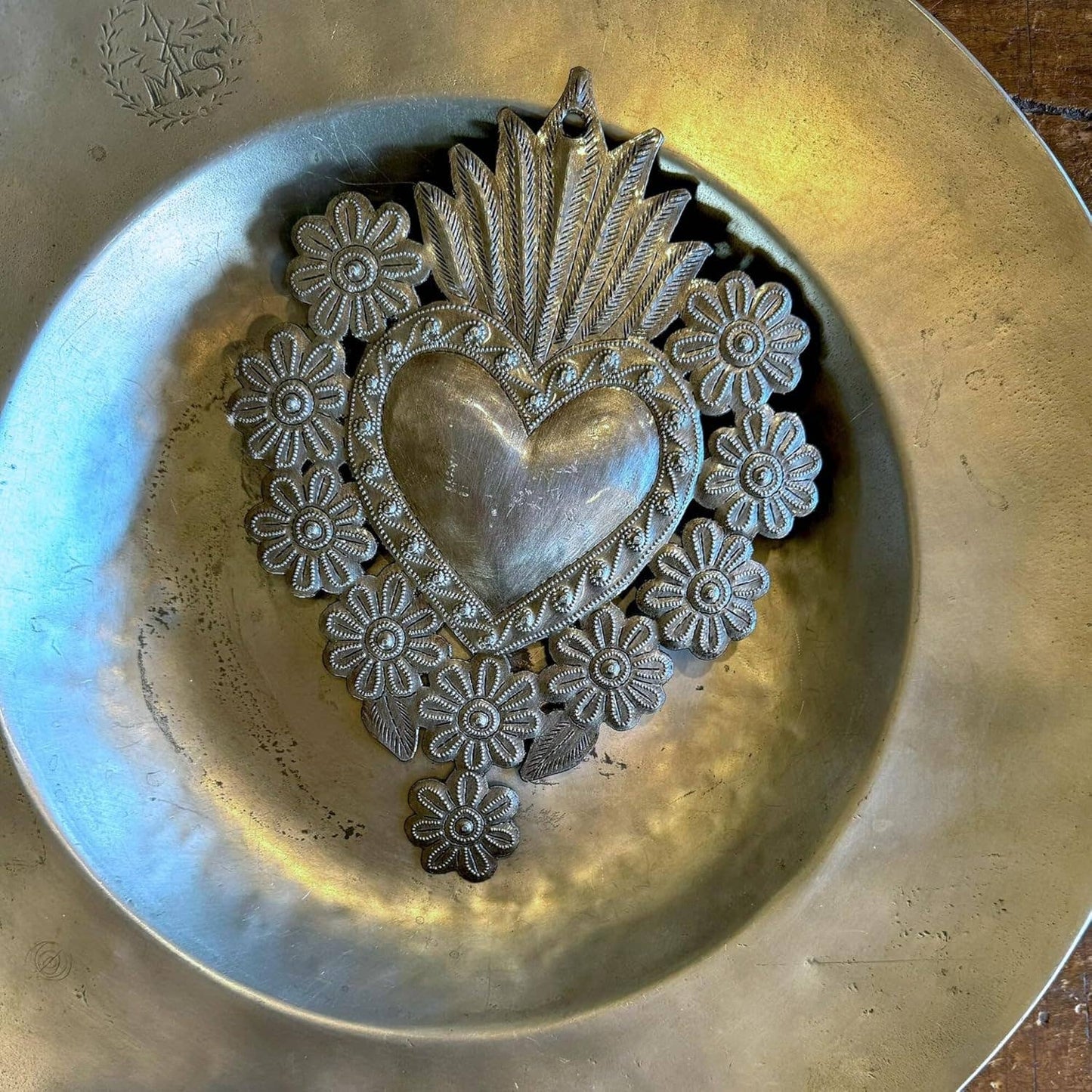 Metal Flaming Sacred Heart