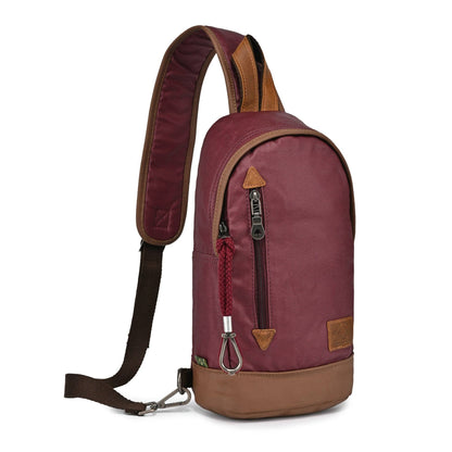 Coated Canvas Sling Bag in Burgundy
