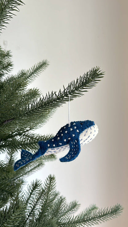 Felt Blue Whale Ornament