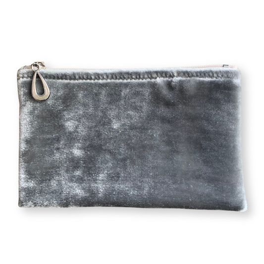 Silk Velvet Coin Purse in Silver