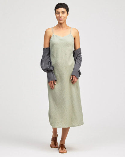 Hanky Linen Bias Cami Dress in Balsam