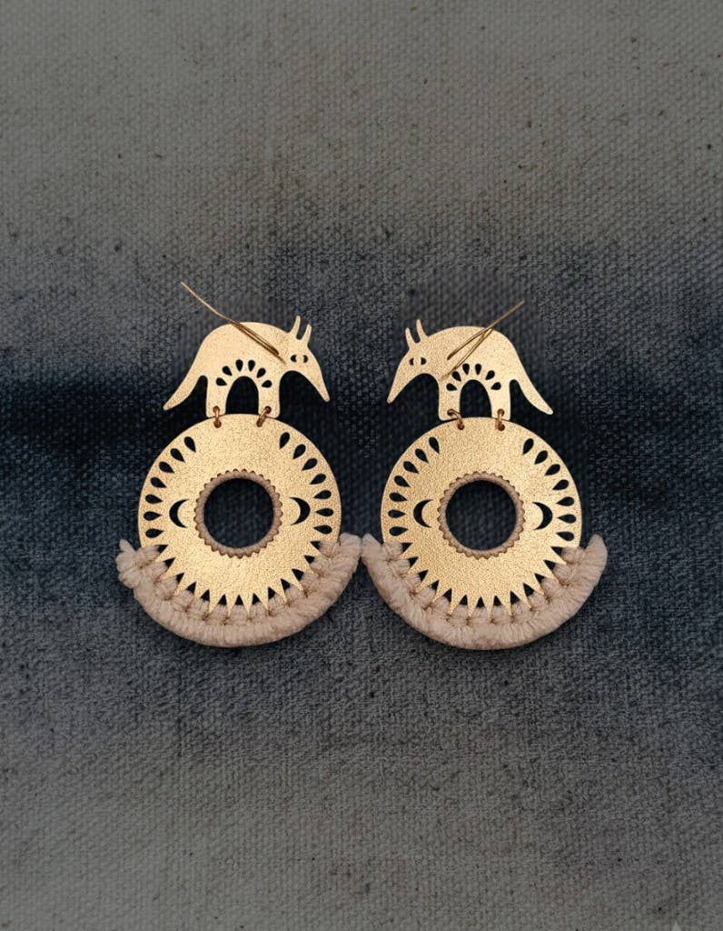 Brass Armadillo Earth Earrings