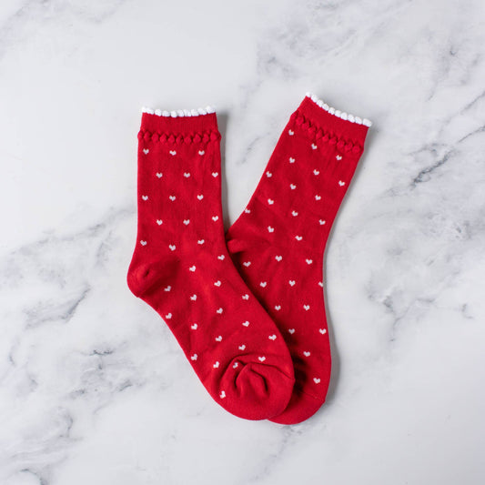 Red & White Heart Socks